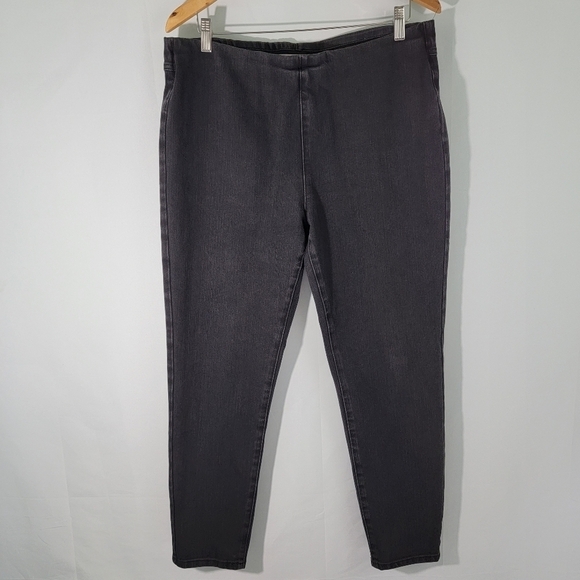 Soft Surroundings Black Skinny Stretchy Jeggings Size Large Side Pockets - Picture 1 of 11